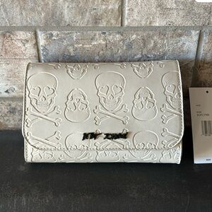 Betsey Johnson Faux Leather Skull and Crossbones Crossbody Bag Purse
